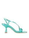 Lola Cruz Woman Sandals Turquoise Size 8 Leather In Blue