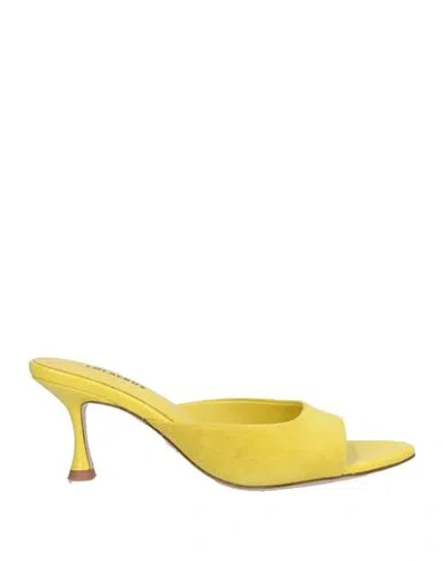 Lola Cruz Woman Sandals Yellow Size 6 Leather In Multi