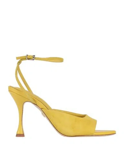 Lola Cruz Woman Sandals Yellow Size 9 Leather In Multi