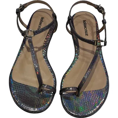 Lola Cruz Women's June Flat Sandals In Grey In Multi