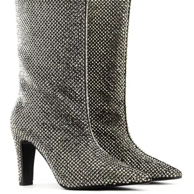 Lola Cruz Women's Phoebe Glitter Botines Boots In Lead In Black