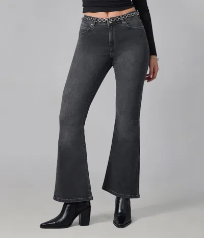 Lola Denim Alice-gms High Rise Flare Jeans In Gray