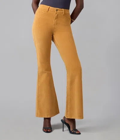 Lola Denim Alice-sc High Rise Corduroy Flare Jeans In Yellow