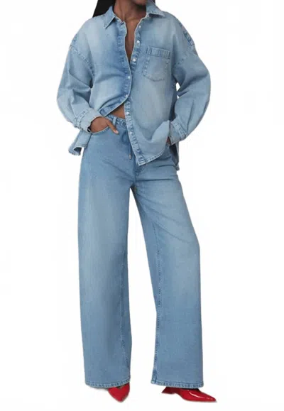 Lola Denim Drawstring Soft Cotton Trousers In Blue