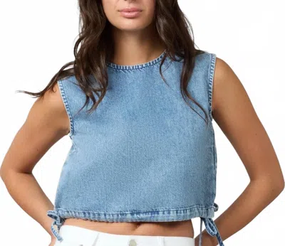 Lola Denim Liel Cotton Twill Top In Washed Denim In Blue
