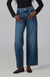 Lola Denim Miro Mid Rise Relaxed Straight Jeans In Blue