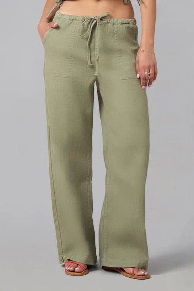 Lola Denim Remy Mid Rise Wide Leg Jeans In Green