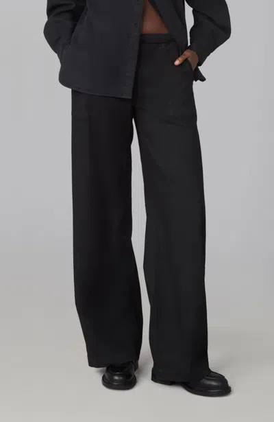 Lola Denim Remy Mid Rise Wide Leg Trouser In Black