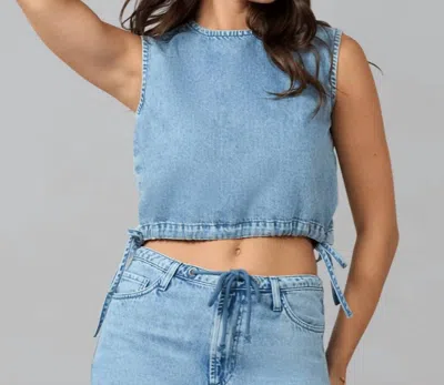 Lola Denim Liel Cotton Twill Top In Washed Denim In Blue