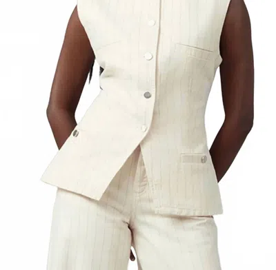 Lola Denim Striped Denim Vest In Silver Lining