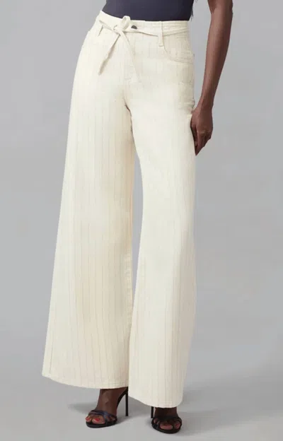 Lola Denim Ultra Rise Wide Leg Pin Striped Jeans In Silver Lining