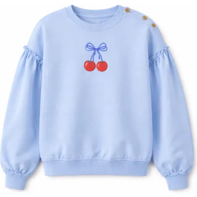 Lola Babies'  Girl Cherry Graphic French Terry Ribbed Sweatshirt In Neutral