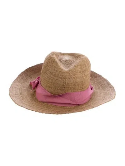 Pre-owned Lola Hats Raffia Bow Trimmed Hat In Multi
