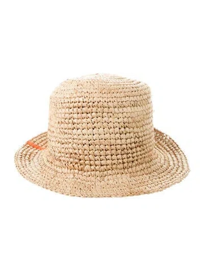 Pre-owned Lola Hats Raffia Bucket Hat In Neutral