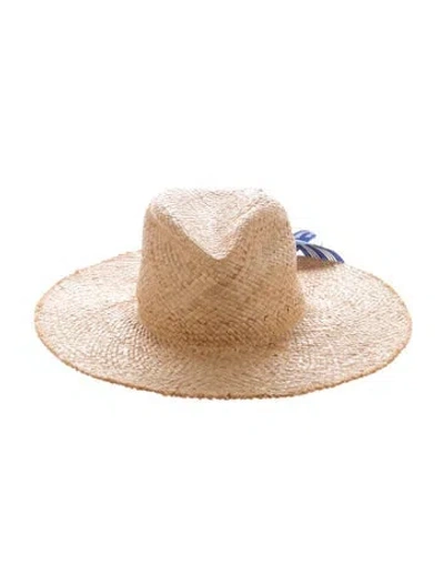 Pre-owned Lola Hats Straw Sun Hat In Blue/neutrals