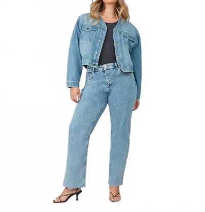 Lola Jeans Aurora Cropped Denim Jacket In Morning Day Light In Blue