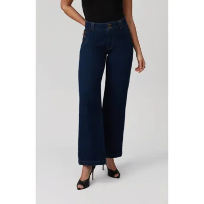 Lola Jeans Colette High Rise Wide Leg Jeans In Dark Rinse Blue