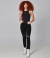 Lola Jeans Denver-wblk High Rise Straight Jeans In Black