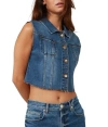 Lola Jeans Women's Gabbie-dis Cropped Denim Vest In Dim Sky