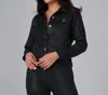 Lola Jeans Gabriella Black Classic Jacket In Coated Black In Multi