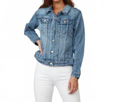 Lola Jeans Gabriella Classic Denim Jacket In Light Blue Distressed