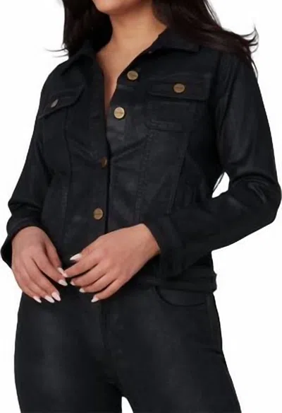 Lola Jeans Gabriella Denim Jacket In Coated Black In Multi