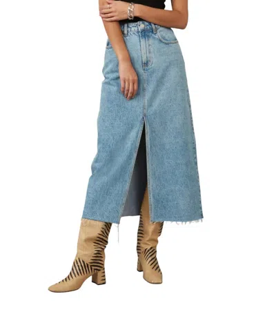 Lola Jeans Halston Denim Maxi Skirt With Front Slit In Vintage Ice Blue