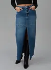 Lola Jeans Madlyn Long Jean Skirt In Twilight In Blue