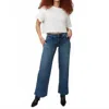 Lola Jeans Nova Mid Rise Wide Leg Jeans In Distressed Stretch Blue In Blue