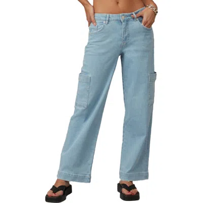 Lola Jeans Pheonix Mid Rise Cargo Jeans In Clear Sky
