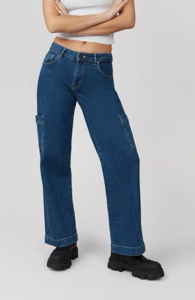 Lola Jeans Pheonix Mid Rise Cargo Jeans In Sapphire