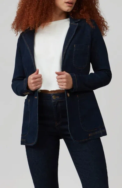 Lola Jeans Tilly Denim Blazer In Dark Rinse Blue