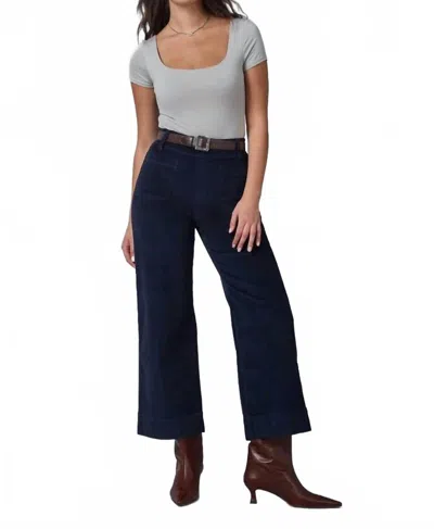 Lola Jeans Women's High Rise Wide Leg Corduroy Pants In Blue