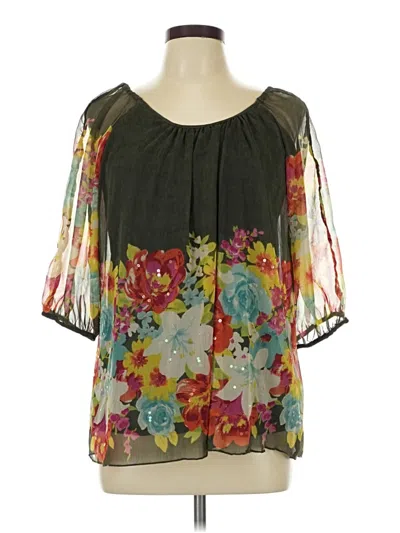 Pre-owned Lola P. Short Sleeve Blouse In Green