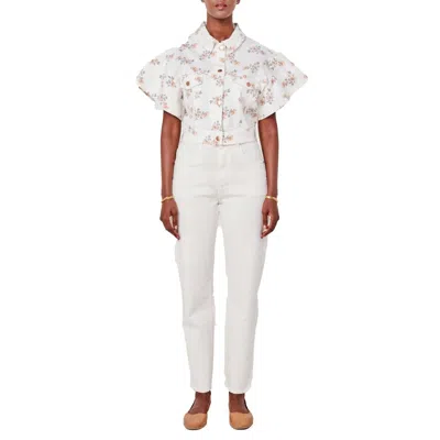 Lola Plus Paige Womens Printed Denim Denim Jacket In Multi