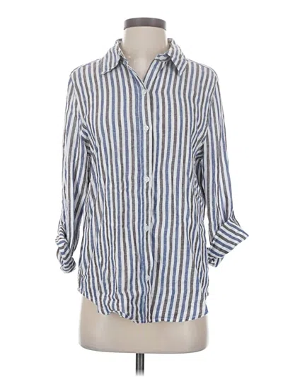 Pre-owned Lola River 3/4 Sleeve Button Down Shirt In Blue