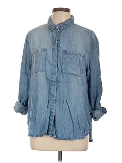 Pre-owned Lola River 3/4 Sleeve Button Down Shirt In Blue