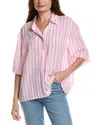 Lola River Linen-blend Stripe Shirt In Pink