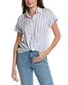 Lola River Linen-blend Stripe Shirt In Blue