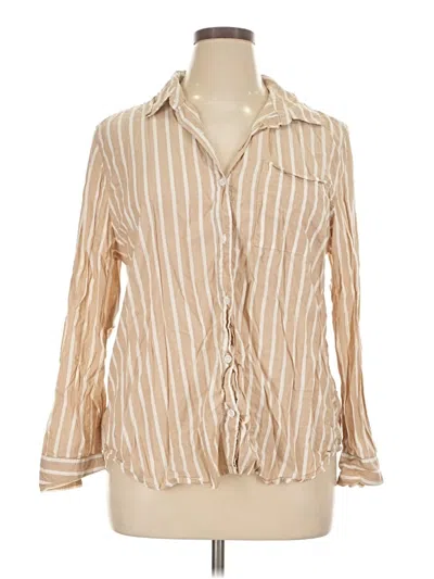 Pre-owned Lola River Long Sleeve Blouse In Tan