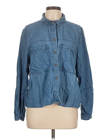 Pre-owned Lola River Long Sleeve Button Down Shirt In Blue