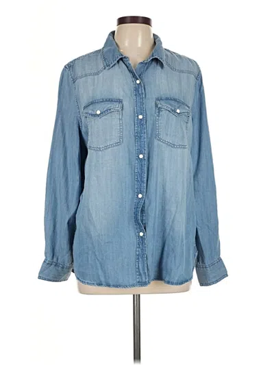 Pre-owned Lola River Long Sleeve Button Down Shirt In Blue