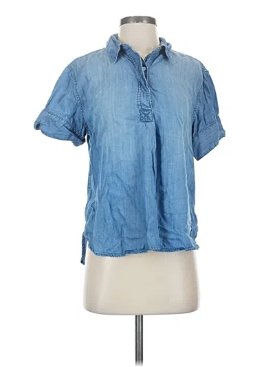 Pre-owned Lola River Short Sleeve Blouse In Blue