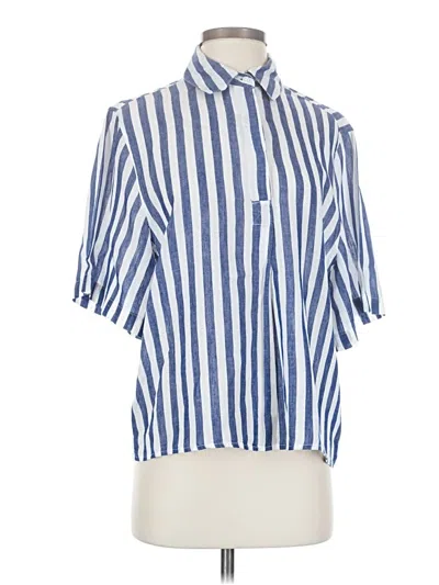 Pre-owned Lola River Short Sleeve Blouse In Blue