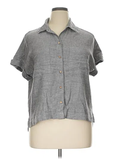 Pre-owned Lola River Short Sleeve Blouse In Gray