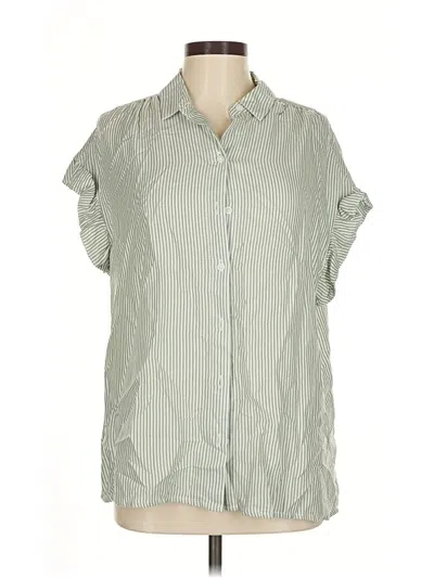 Pre-owned Lola River Short Sleeve Blouse In Green