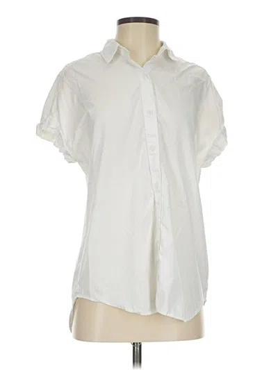 Pre-owned Lola River Short Sleeve Blouse In White