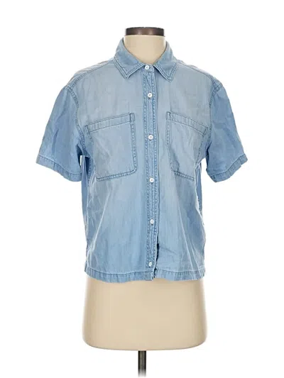 Pre-owned Lola River Short Sleeve Button Down Shirt In Blue