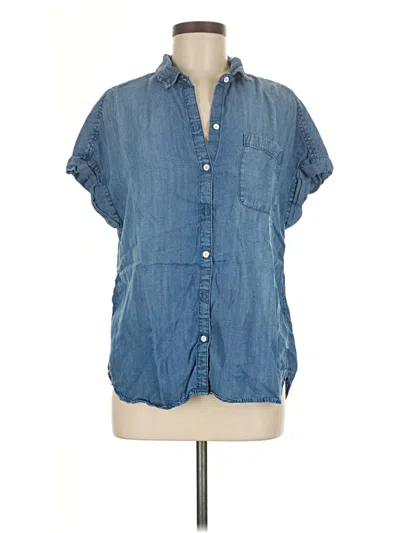 Pre-owned Lola River Short Sleeve Button Down Shirt In Blue