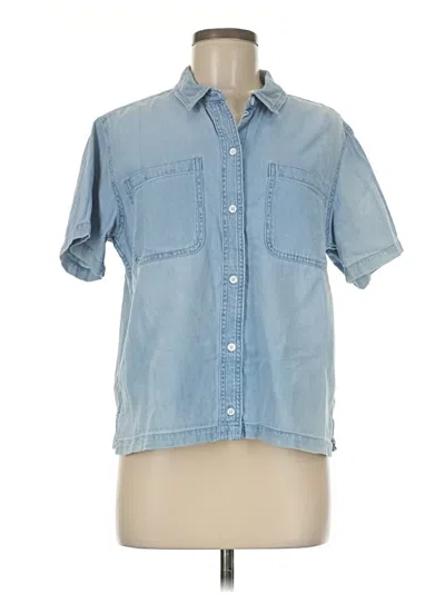 Pre-owned Lola River Short Sleeve Button Down Shirt In Blue